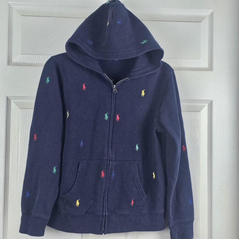 Polo‎ Ralph Lauren Kid's L 14/16 Multi Color Embroidered Pony Full Zip Hoodie
